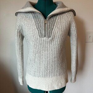 Everlane The Luxe Teddy Oversized Half Zip Sweater Womens M Gray Canvas